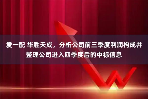 爱一配 华胜天成，分析公司前三季度利润构成并整理公司进入四季度后的中标信息